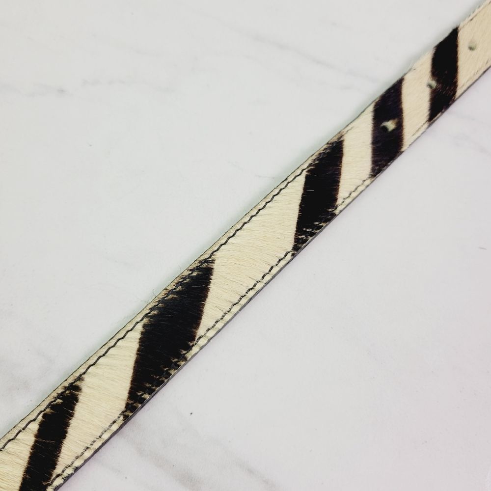 BB Simon Zebra print calf hair leather belt silver buckle - Picture 3 of 7